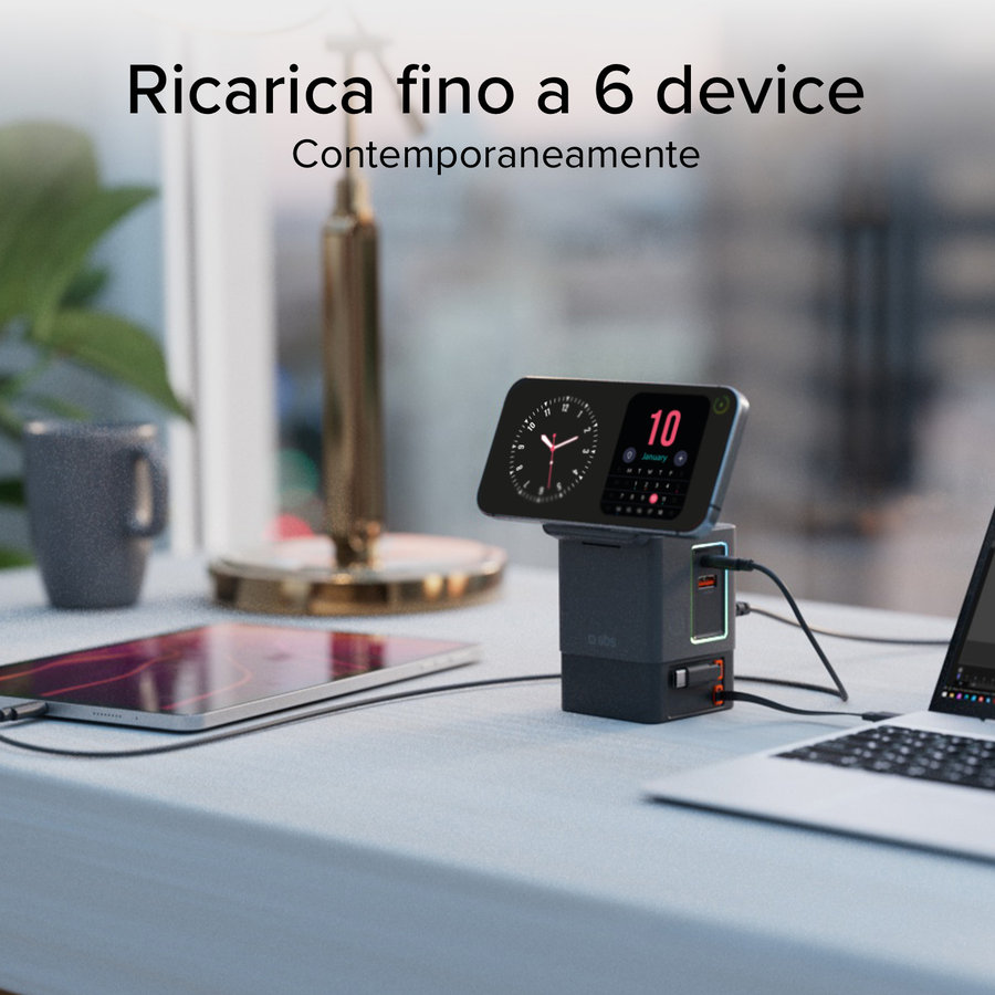 SBS - Bezdrôtový napájací dok 6 v 1, 100 W, čierna