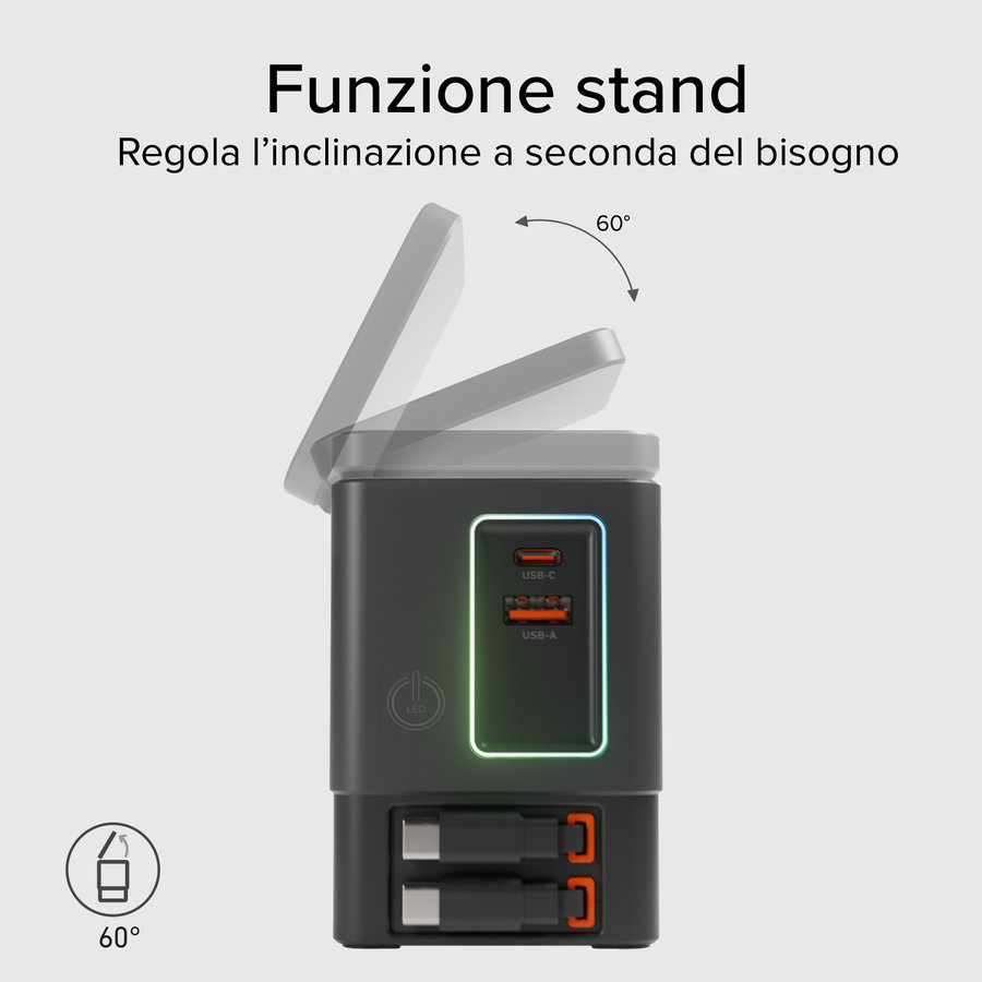 SBS - Bezdrôtový napájací dok 6 v 1, 100 W, čierna