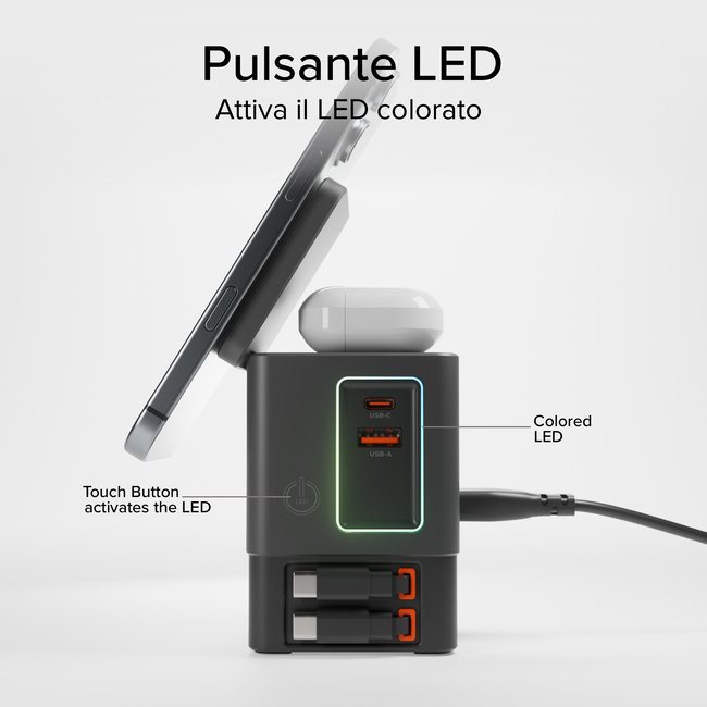 SBS - Bezdrôtový napájací dok 6 v 1, 100 W, čierna