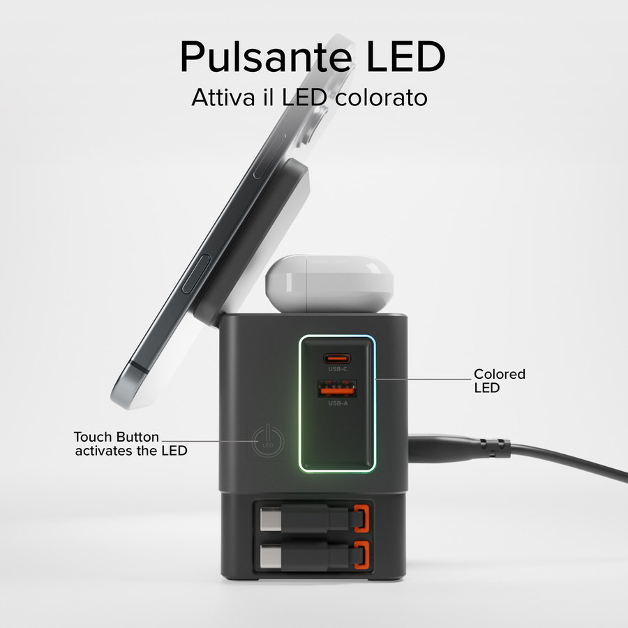 SBS - Bezdrôtový napájací dok 6 v 1, 100 W, čierna