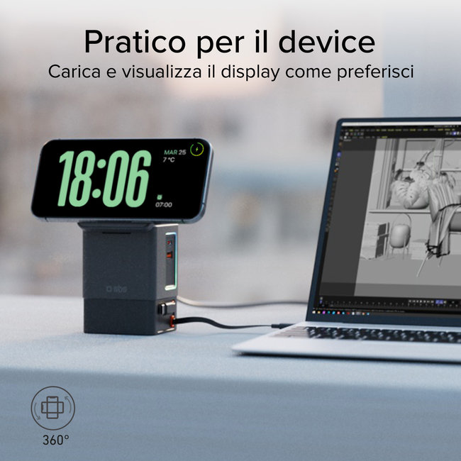 SBS - Bezdrôtový napájací dok 6 v 1, 100 W, čierna