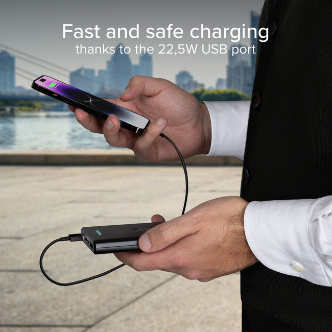 SBS - PowerBank 10000 mAh 20 W, Power Delivery, USB-C/2x USB-A, čierna