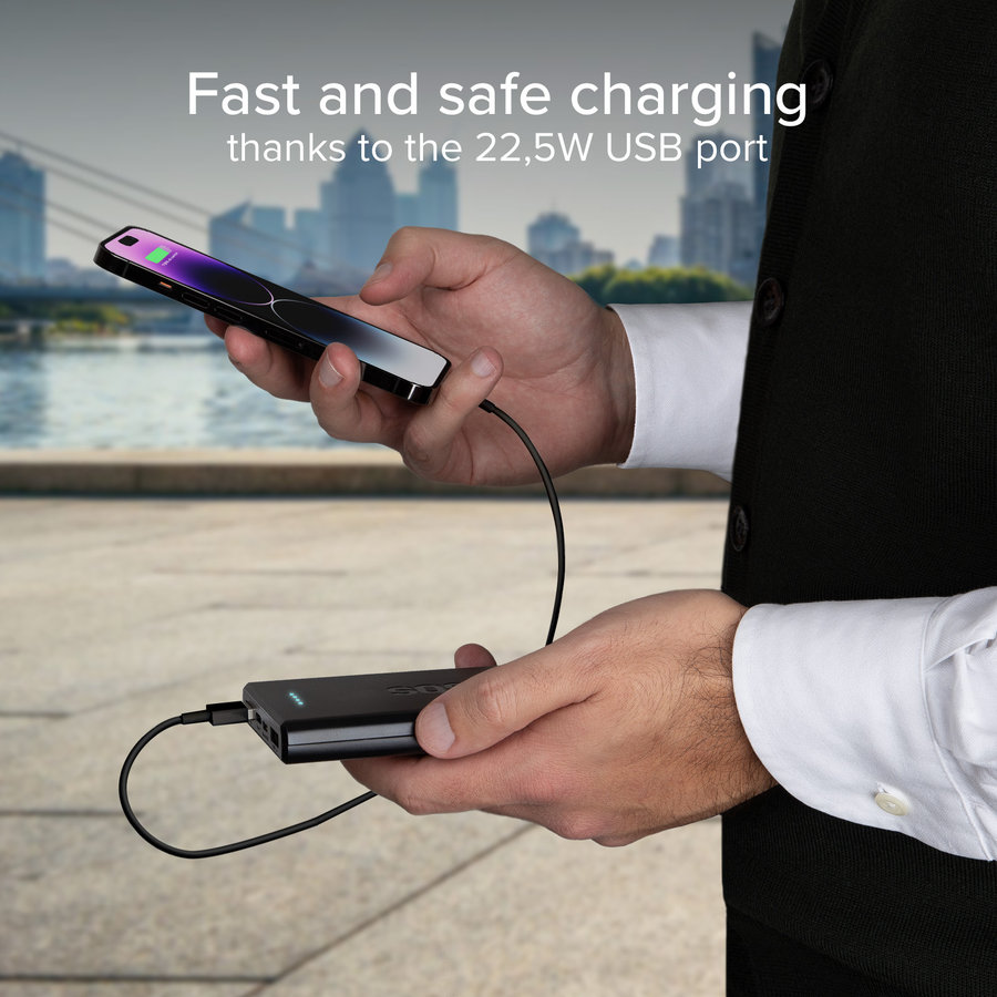 SBS - PowerBank 10000 mAh 20 W, Power Delivery, USB-C/2x USB-A, čierna