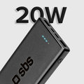 SBS - PowerBank 10000 mAh 20 W, Power Delivery, USB-C/2x USB-A, čierna