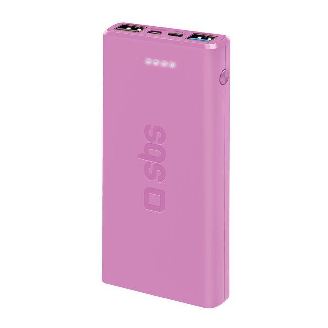 SBS - PowerBank 10000 mAh 10 W, Intelligent Charge, USB-C/2x USB-A, ružová