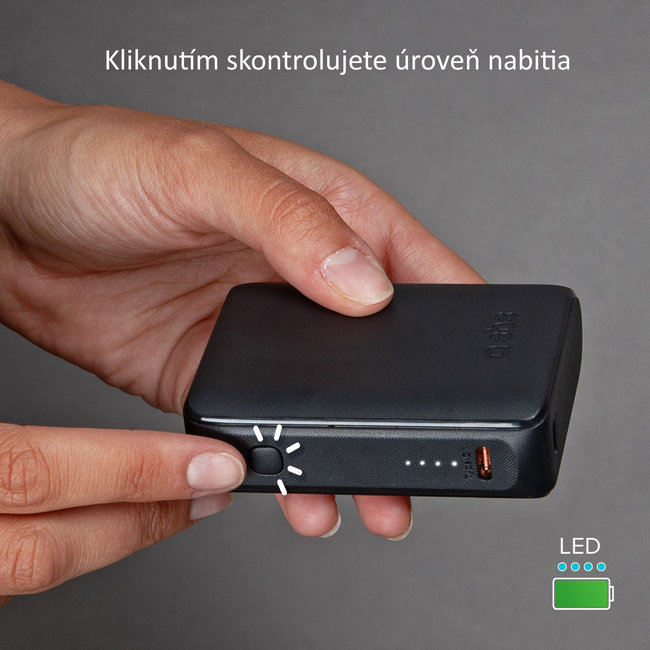 SBS - PowerBank 10000 mAh 10 W, Intelligent Charge, NanoTube, 2x USB-C/USB-A, čierna