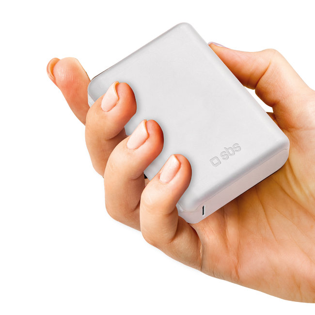 SBS - PowerBank 10000 mAh 10 W, Intelligent Charge, NanoTube, 2x USB-C/USB-A, biela