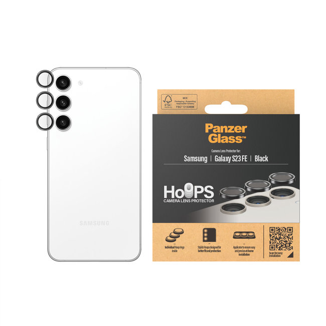 Ochranný kryt objektívu Hoops pre Samsung Galaxy S23 FE, čierna