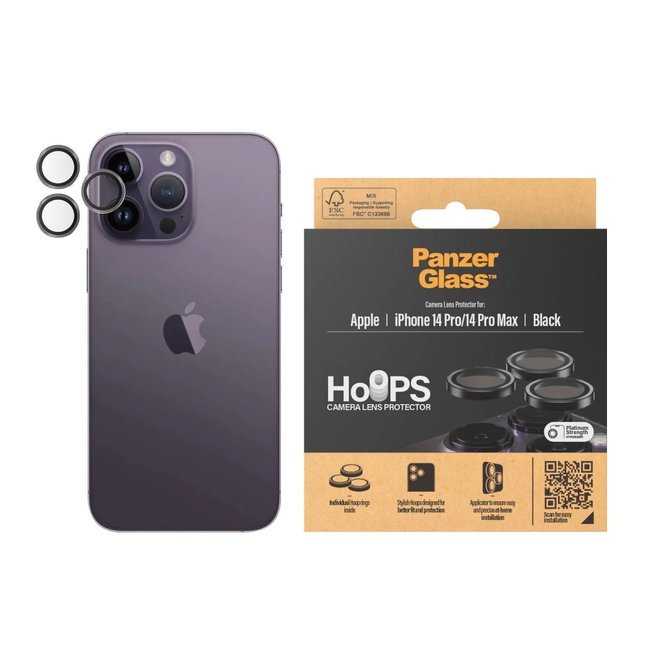 Ochranný kryt objektívu Hoops pre iPhone 14 Pro/14 Pro Max, čierna