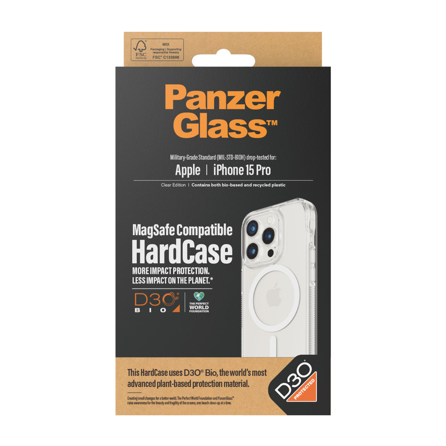 Puzdro HardCase D3O s MagSafe pre iPhone 15 Pro, transparentná