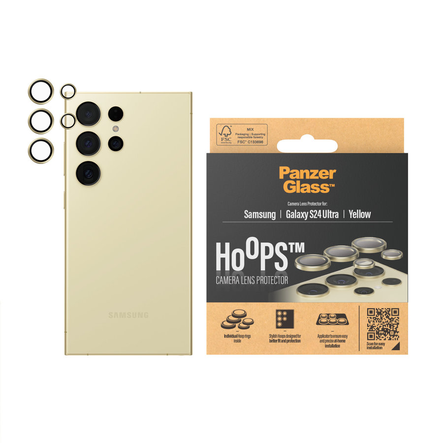 Ochranný kryt objektívu Hoops pre Samsung Galaxy S24 Ultra, žltá