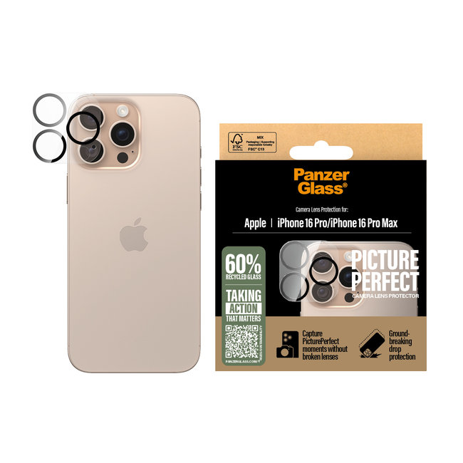 Ochranný kryt objektívu PicturePerfect pre iPhone 16 Pro/16 Pro Max, číra