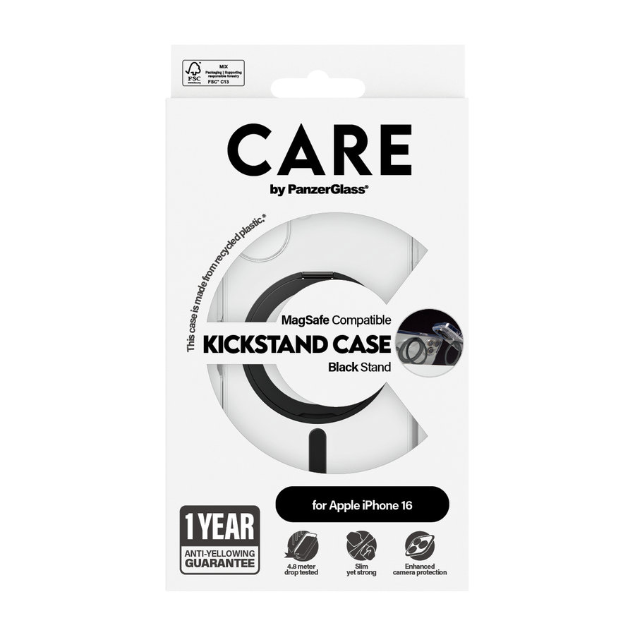 CARE - Puzdro Kickstand s MagSafe pre iPhone 16, čierna