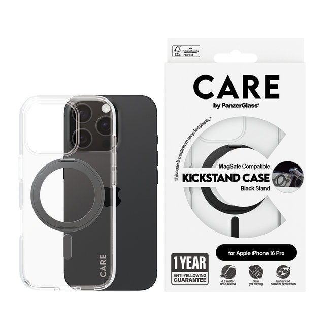 CARE - Puzdro Kickstand s MagSafe pre iPhone 16 Pro, čierna