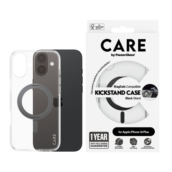 CARE - Puzdro Kickstand s MagSafe pre iPhone 16 Plus, čierna