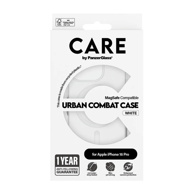 CARE - Puzdro Urban Combat s MagSafe pre iPhone 16 Pro, biela