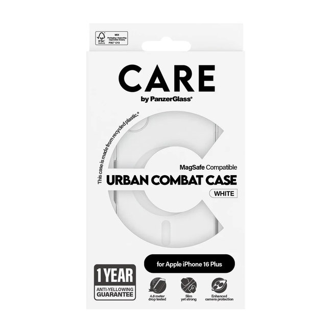 CARE - Puzdro Urban Combat s MagSafe pre iPhone 16 Plus, biela