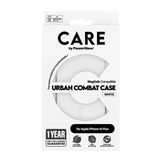CARE - Puzdro Urban Combat s MagSafe pre iPhone 15 Plus, biela