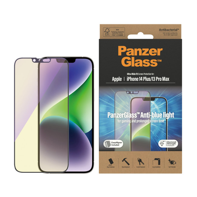 Tvrdené sklo UWF Anti-Bluelight AB s aplikátorom pre iPhone 14 Plus/13 Pro Max, čierna
