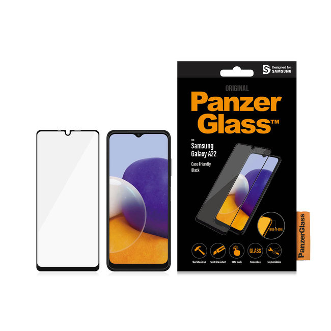 Tvrdené sklo Case Friendly pre Samsung Galaxy A22, čierna