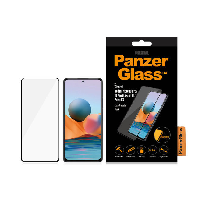 Tvrdené sklo Case Friendly pre Xiaomi Redmi Note 10 Pro/10 Pro Max/Mi 11i/Poco F3, čierna