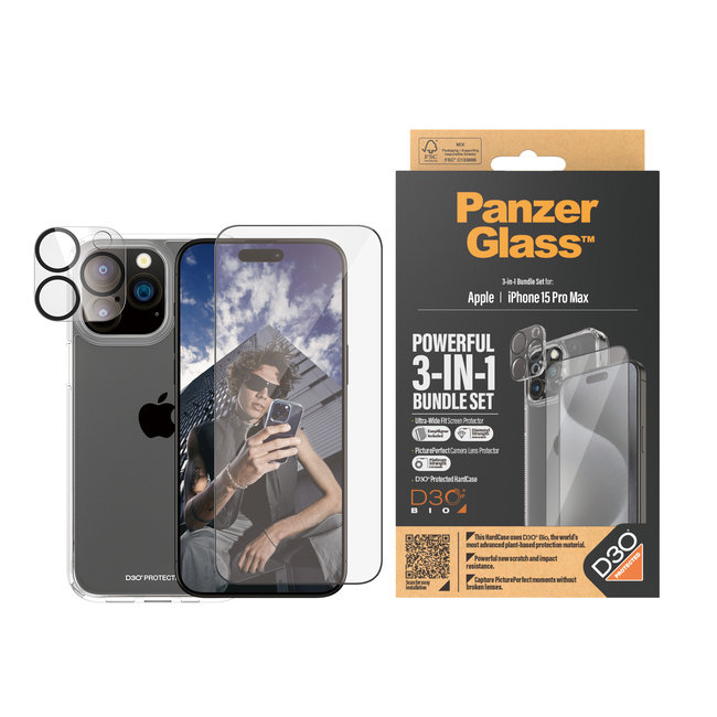 Bundle PicturePerfect + Tvrdené sklo UWF + Hard Case D3O pre iPhone 15 Pro Max