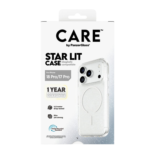 CARE - Puzdro Star Lit s MagSafe pre iPhone 18 Pro/17 Pro, transparentná