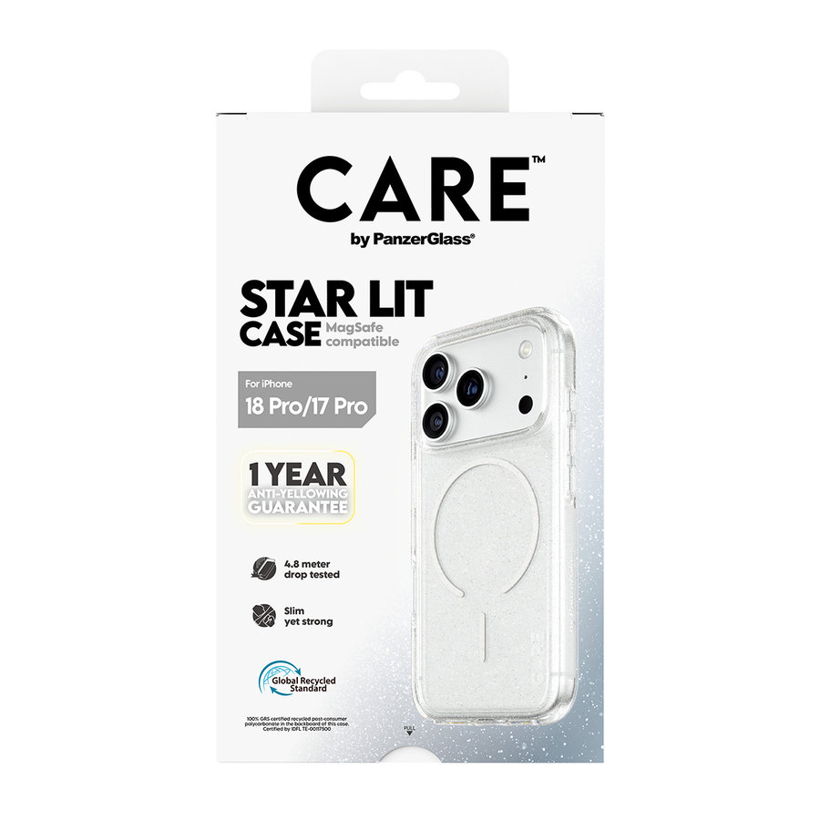 CARE - Puzdro Star Lit s MagSafe pre iPhone 18 Pro/17 Pro, transparentná