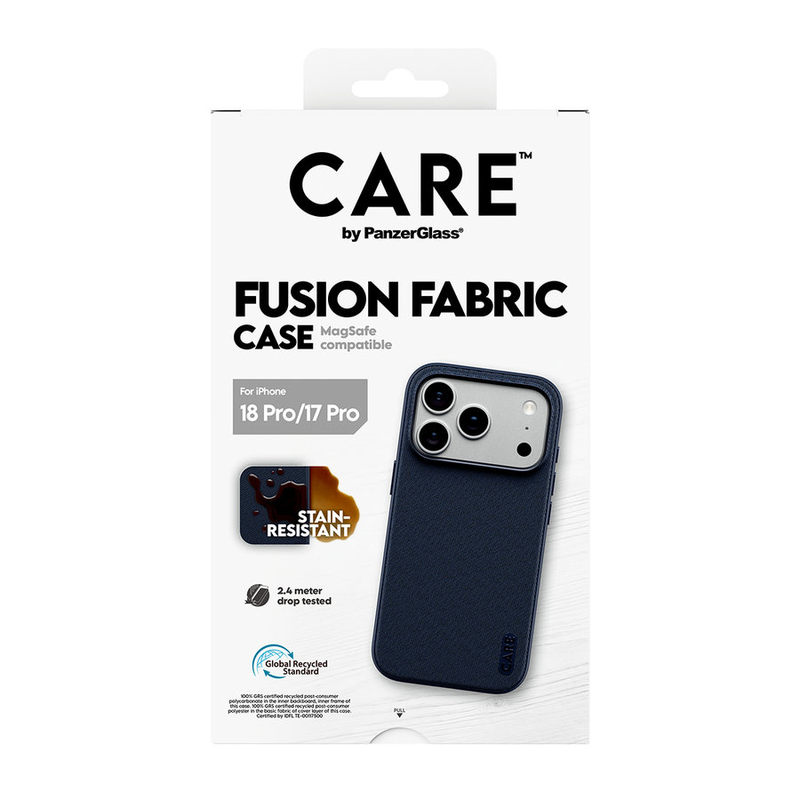 CARE - Puzdro Fusion Fabric s MagSafe pre iPhone 18 Pro/17 Pro, modrá