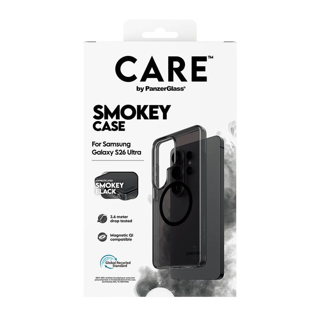 CARE - Puzdro Smokey s čiernym QI pre Samsung Galaxy S26 Ultra, čierna