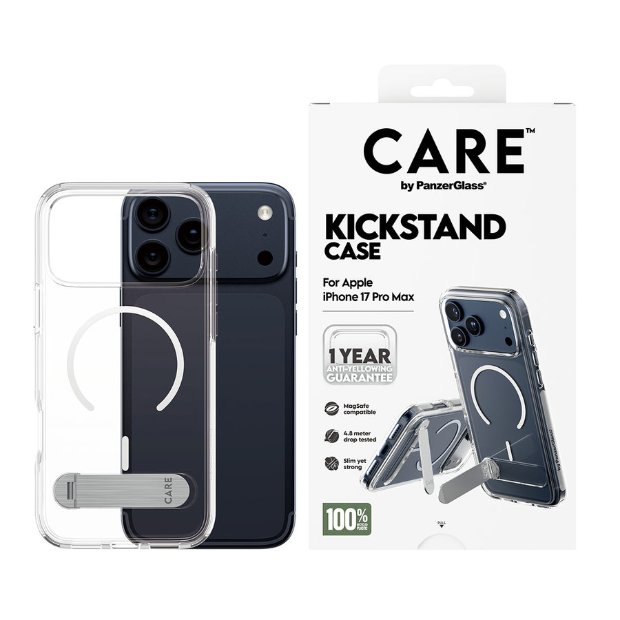 CARE - Puzdro Kickstand pre iPhone 17 Pro Max, transparentná