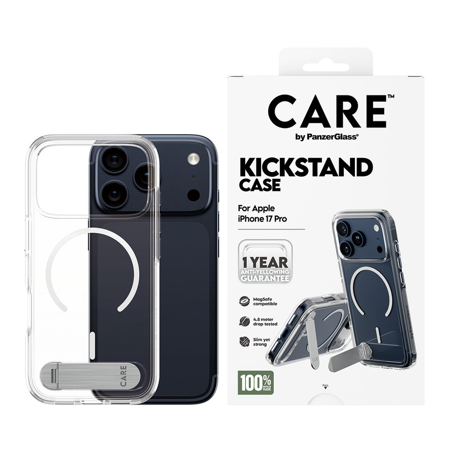 CARE - Puzdro Kickstand pre iPhone 17 Pro, transparentná