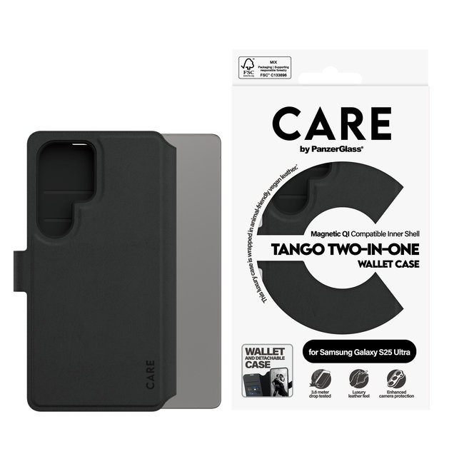 CARE - Puzdro Wallet Tango Two-In-One s QI pre Samsung Galaxy S25 Ultra, čierna