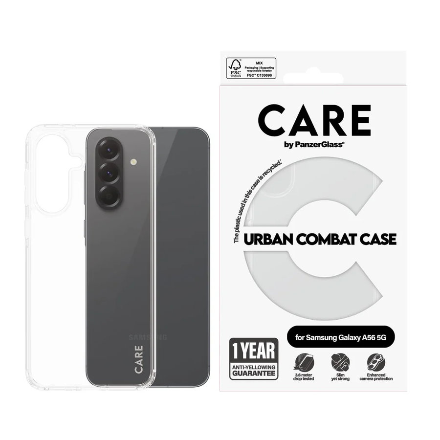 CARE - Puzdro Urban Combat pre Samsung Galaxy A56 5G, transparentná
