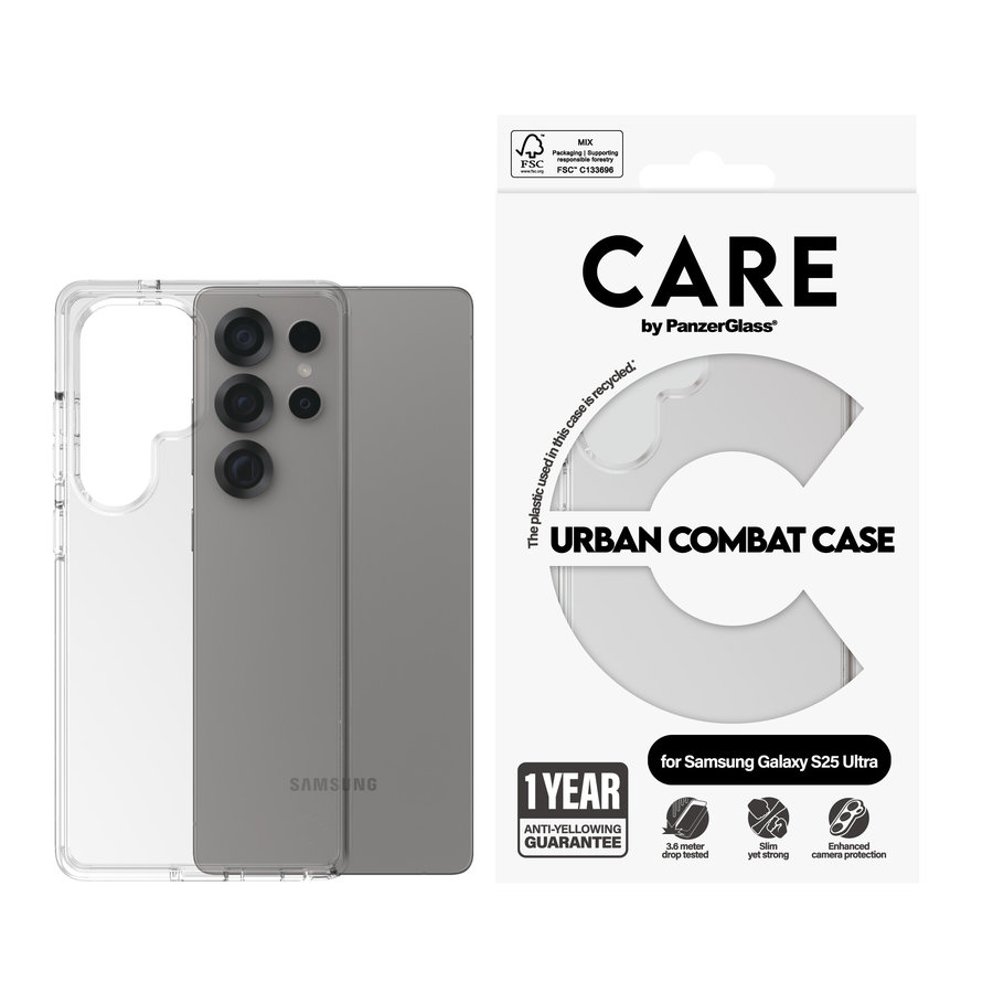 CARE - Puzdro Urban Combat pre Samsung Galaxy S25 Ultra, transparentná
