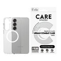 CARE - Puzdro Urban Combat s bielym QI pre Samsung Galaxy S25+, transparentná