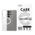 CARE - Puzdro Urban Combat s bielym QI pre Samsung Galaxy S25 Ultra, transparentná