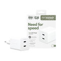 empower - Cestovný adaptér Grand Prix 2x USB-C, GaN, 45 W PD, striebornobiela