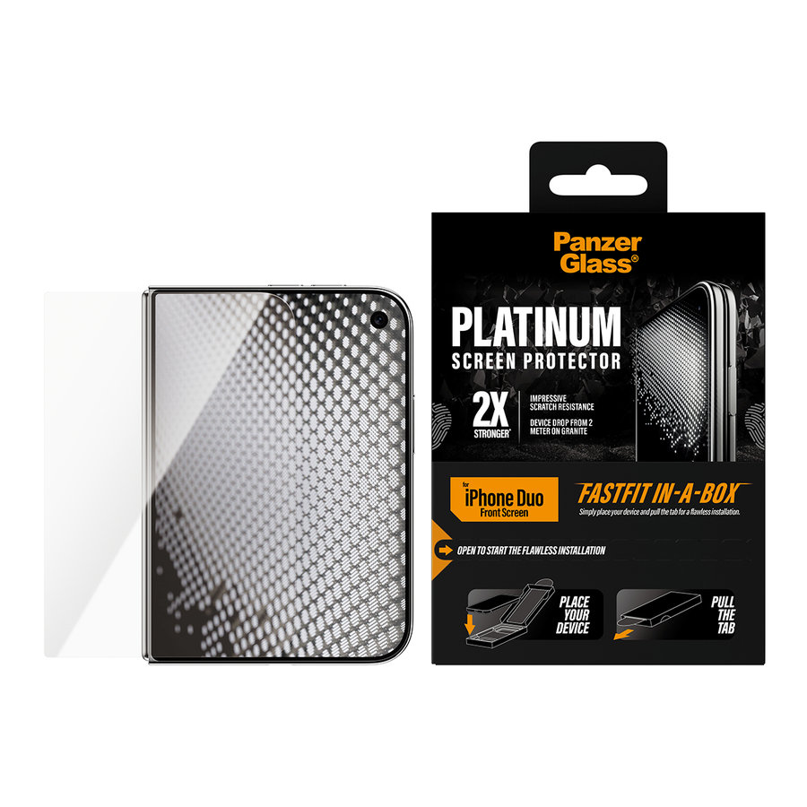 Tvrdené sklo Platinum Sub s FASTFIT In-A-Box pre iPhone Duo, číra