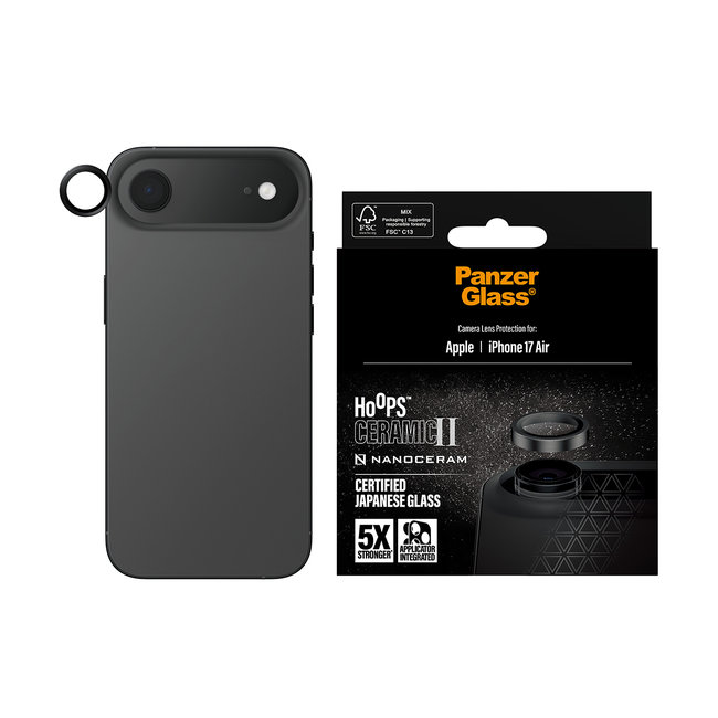 Ochranný kryt objektívu Hoops Ceramic II pre iPhone 17 Air, čierna