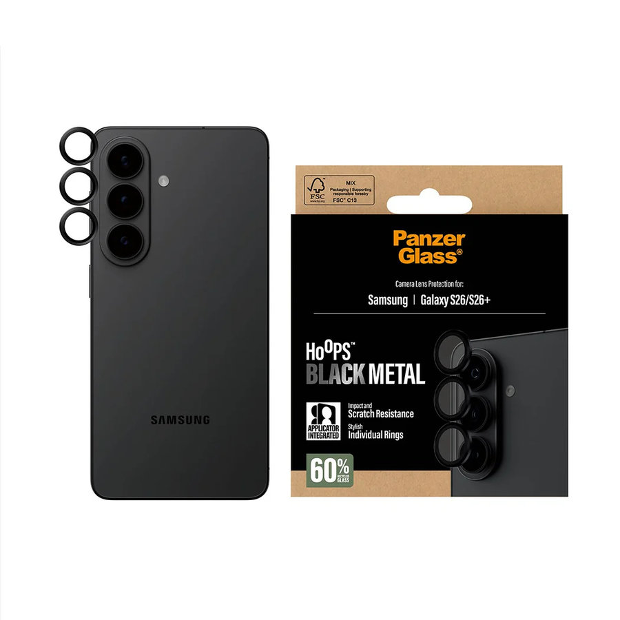 Ochranný kryt objektívu Hoops pre Samsung Galaxy S26/S26+, čierna