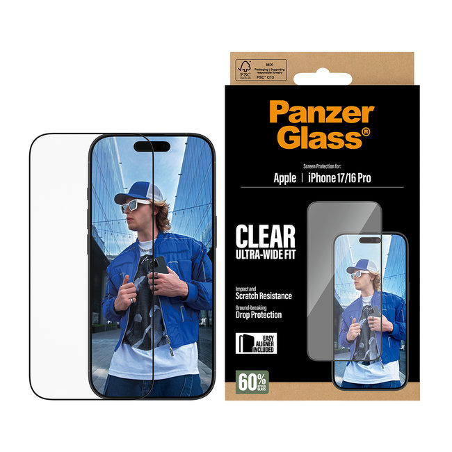 Tvrdené sklo UWF s aplikátorom pre iPhone 17/16 Pro, čierna