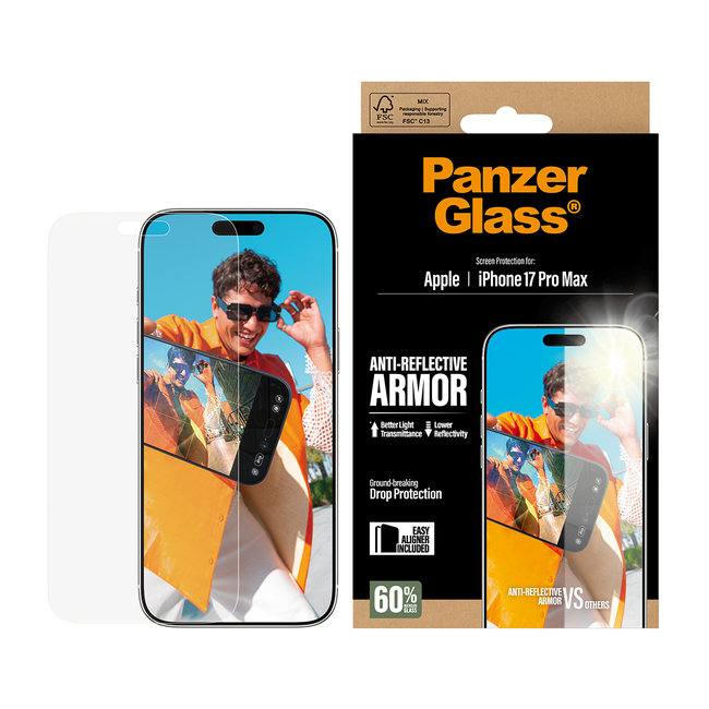 Tvrdené sklo Anti-Reflective s aplikátorom pre iPhone 17 Pro Max, čierna