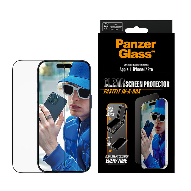 Tvrdené sklo UWF s Fastfit pre iPhone 17 Pro, čierna