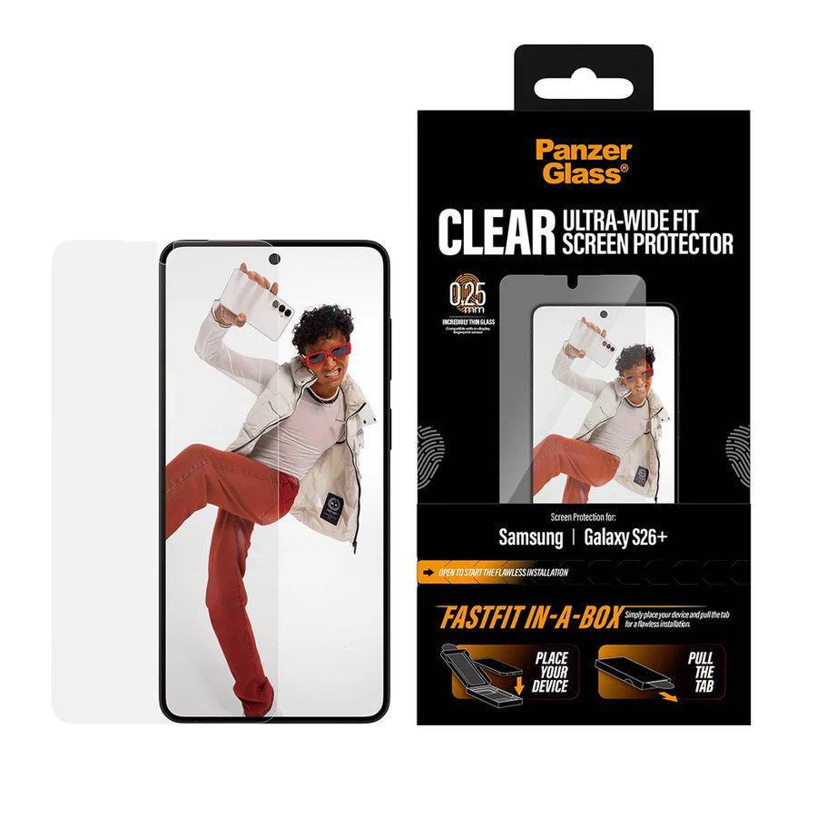 Tvrdené sklo UWF s FASTFIT In-A-Box pre Samsung Galaxy S26+, číra