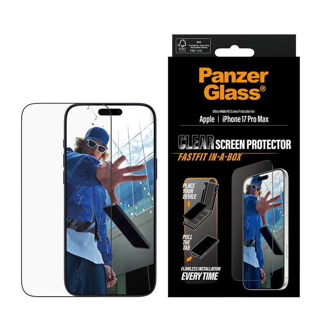 Tvrdené sklo UWF s Fastfit pre iPhone 17 Pro Max, čierna