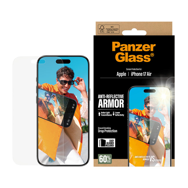 Tvrdené sklo Anti-Reflective s aplikátorom pre iPhone 17 Air, čierna