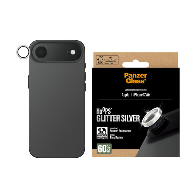 Ochranný kryt objektívu Hoops pre iPhone 17 Air, glitter silver