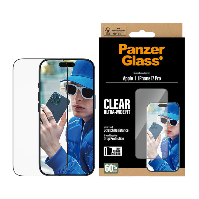 Tvrdené sklo UWF s aplikátorom pre iPhone 17 Pro, čierna