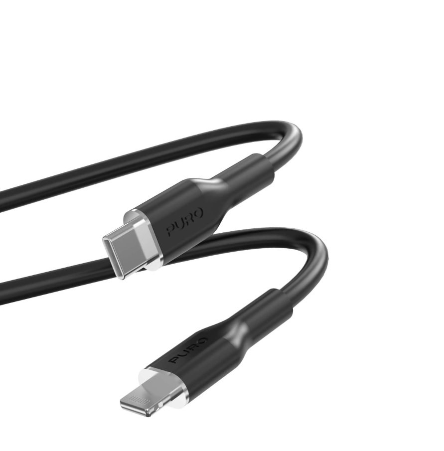 PURO - Kábel USB-C/MFI Lightning, 12 W, Soft, 1,5 m, čierna